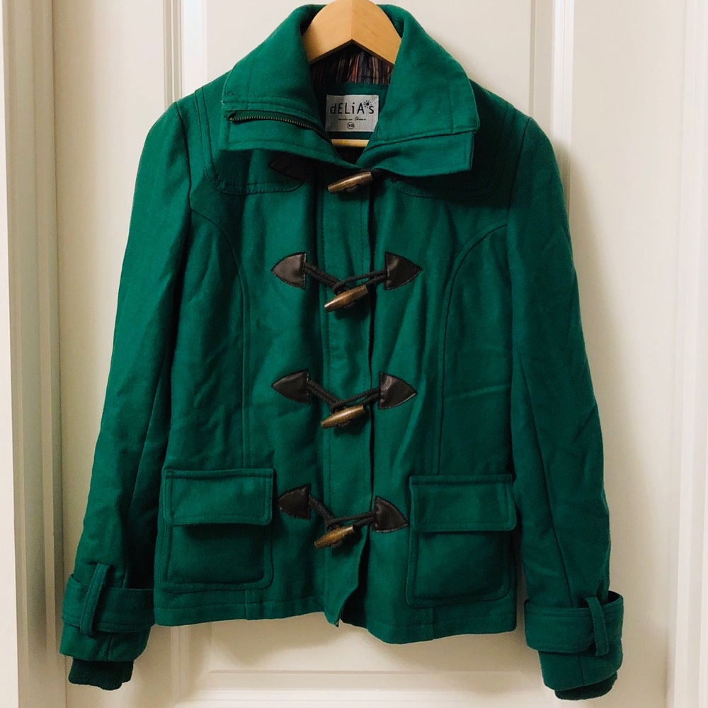 dELiA*s green coat jacket (XS)